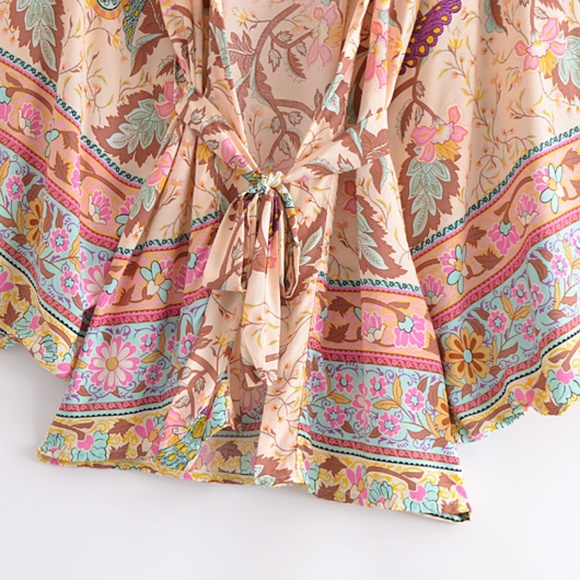 Floral Print Belted Kimono Cover up - Picture 6 of 8